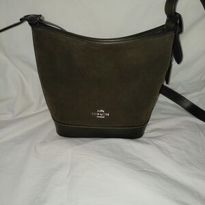 Coach Dark Green Suede Crossbody Bag